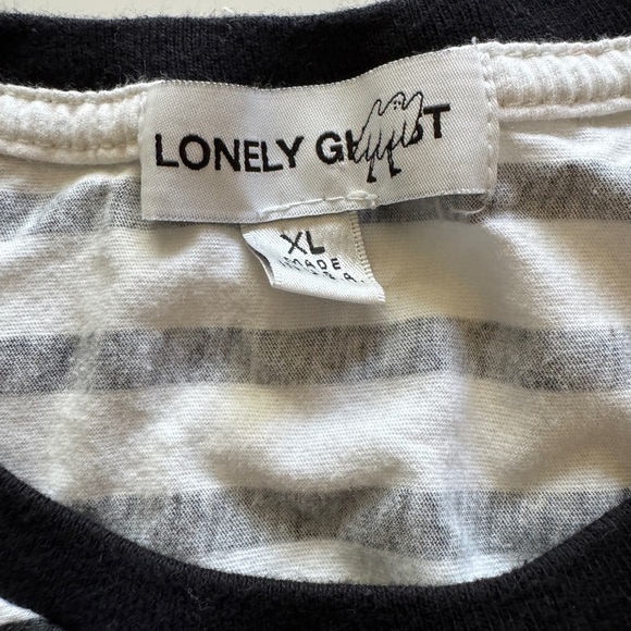 Lonely Ghost Black White Striped Long Sleeve T-Shirt Size XL - Picture 2 of 5